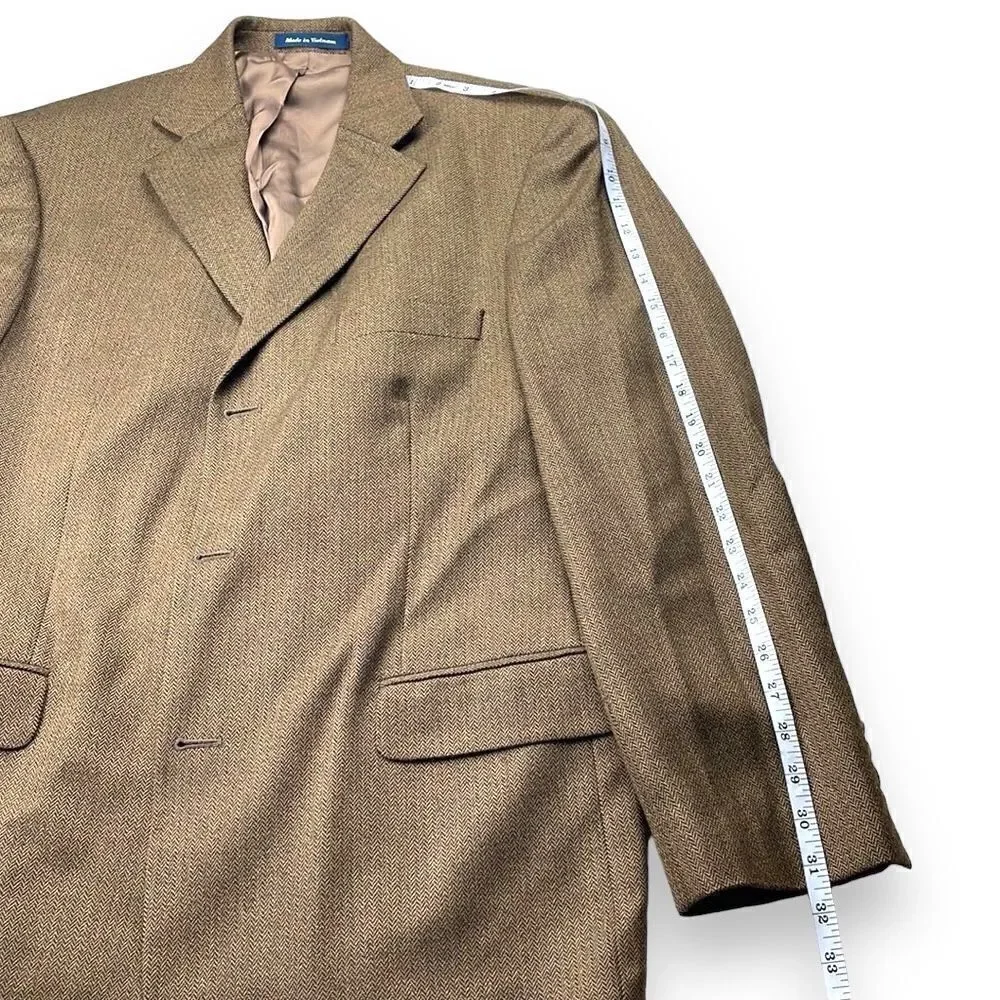 Alan Flusser Sports‎ Coat Mens 42R Brown Knit Wool Blazer